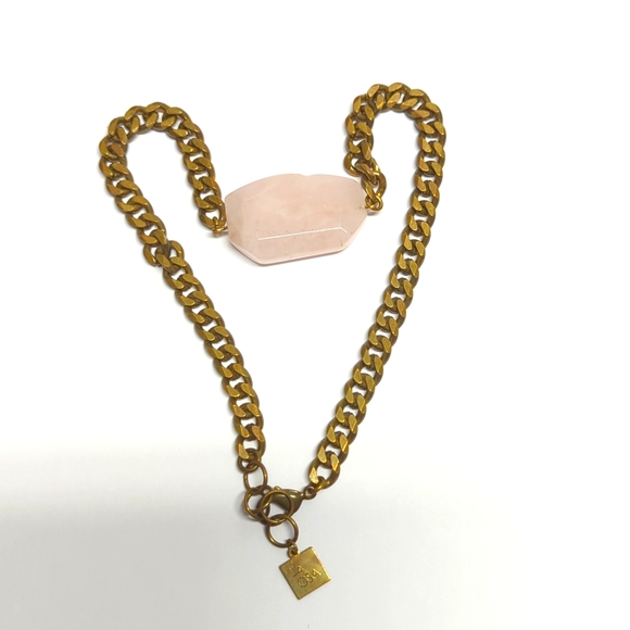 LA OSA Rose Quartz Brass Necklace - Picture 4 of 5